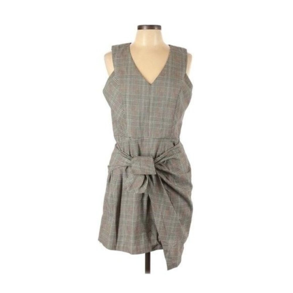 Gianni Bini Plaid Sleeveless V Neck Bow Tie Dress